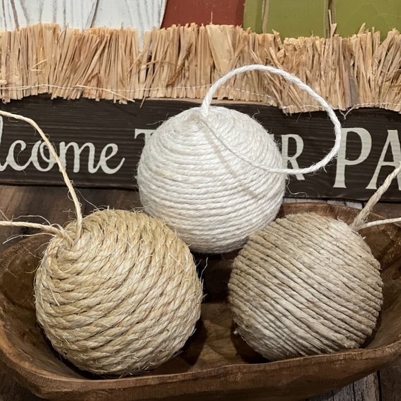 Gorgeous handmade jute twine ornaments NEW - Picture 1 of 2